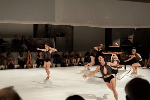 Glo dancers in cloth, a recent performance at the Goat Farm.