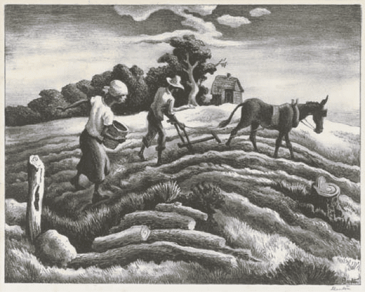 Thomas Hart Benton: "Planting." Lithograph