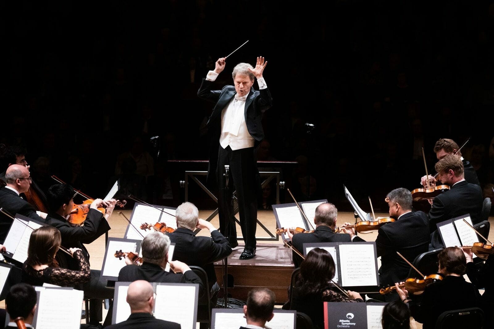 Guest conductor Yoel Levi leads the Atlanta Symphony Orchestra.